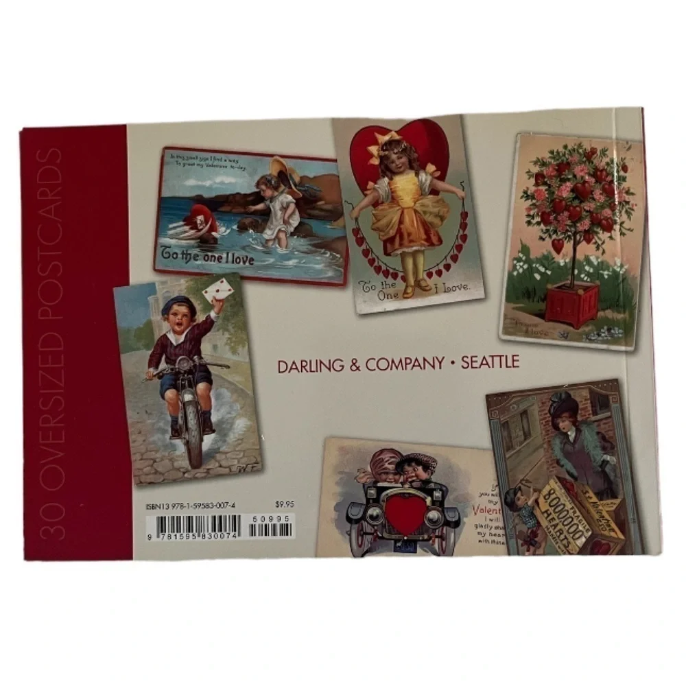 Darling & Co. Valentine Vintage Style Postcard Book | Retro Love Cards